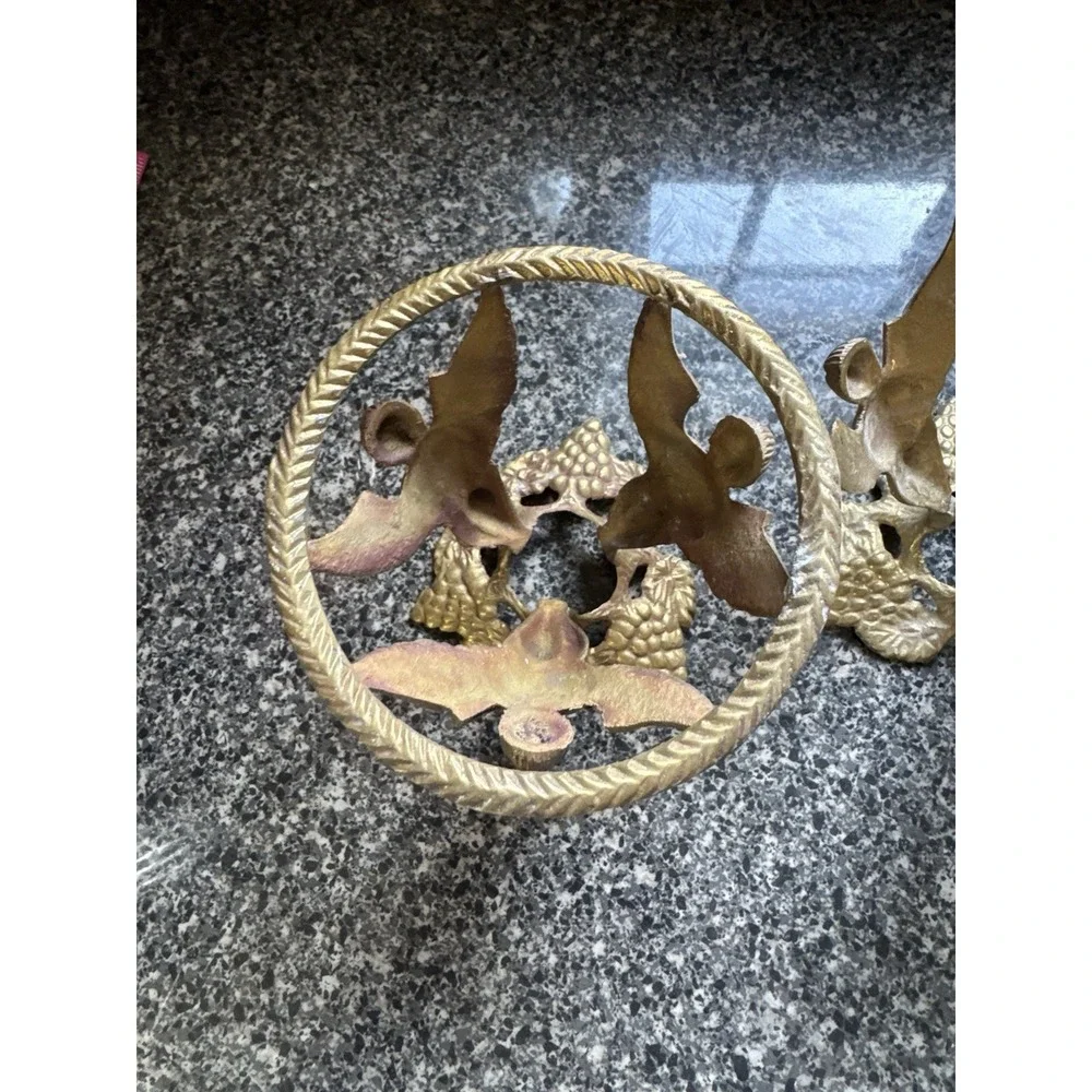 Antique Vintage‎ Brass Angels Cherubs Playing Instruments Vase Bowl Holder